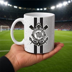 Caneca Branca Personalizada - Corinthians Cerâmica Capacidade em volume: 325 mL Branca Sublimação  NOME PERSONALIZADO