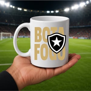 Caneca Branca Personalizada - Botafogo Porcelana 325ml Capacidade em volume: 325 mL Branca Cerâmica Sublimação NOME PERSONALIZADO