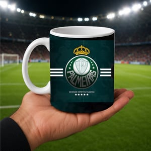 Caneca Branca Personalizada - Palmeiras Cerâmica Capacidade em volume: 325 mL Branca Sublimação  NOME PERSONALIZADO