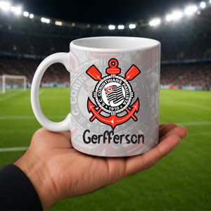 Caneca Branca Personalizada - Corinthians (tema: 2) Porcelana 325ml Capacidade em volume: 325 mL Branca Cerâmica Sublimação NOME PERSONALIZADO