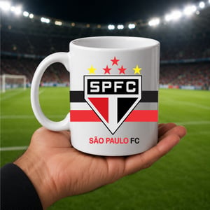Caneca Branca Personalizada - São Paulo Cerâmica Capacidade em volume: 325 mL Branca Sublimação  NOME PERSONALIZADO