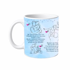 Caneca de Porcelana Branca Personalizada – Letra de Música \\\"Te Amo Pai\\\" Cerâmica Capacidade em volume: 325 mL Branca Sublimação  