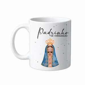 CANECA PORCELANA BRANCA PADRINHO DE CONSAGRAÇÃO Porcelana 325ml Capacidade em volume: 325 mL Branca Sublimação  