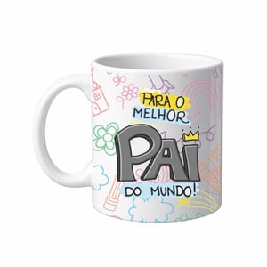 Caneca Branca Personalizada - MELHOR PAI DO MUNDO Cerâmica Capacidade em volume: 325 mL Branca Sublimação  NOME E FOTOS PERSONALIZADOS