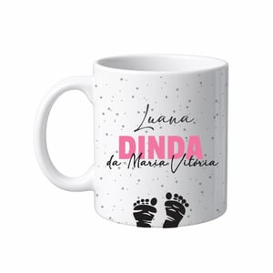 CANECA PORCELANA BRANCA ( DINDA ) Cerâmica Capacidade em volume: 325 mL Branca Sublimação  NOME PERSONALIZADO