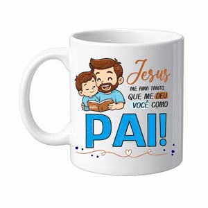 CANECA PORCELANA BRANCA ( Jesus me ama tanto, que me d...)) Cerâmica Capacidade em volume: 325 mL Branca Sublimação  