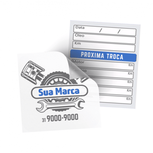 ADESIVOS TROCA DE ÓLEO BOPP TRANSPARENTE COM TINTA BRANCA - 63X63MM