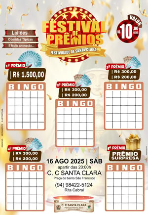 Cartelas de Bingo Papel normal 21x30cm  Sem verniz Corte Reto 