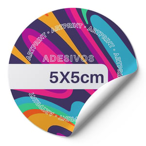 Adesivo 5cm - Vinil Adesivo Adesivo vinil (a prova de água) 4,5x4,5cm Ø 4x0 - Impressão colorida UV Sem verniz Recorte Especial Entregue em cartelas