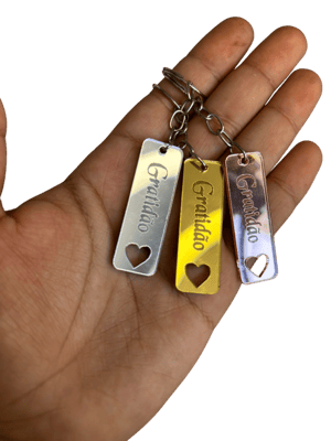 Chaveiros tema: Gratidão acrílico espelhado 4cm