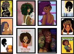 Kit 10 Quadros Decorativos tema: Mulheres Afro