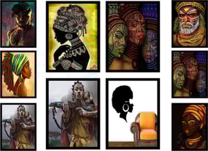Kit 10 Quadros Decorativos tema: Mulheres Afro