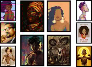 Kit 10 Quadros Decorativos tema: Mulheres Afro