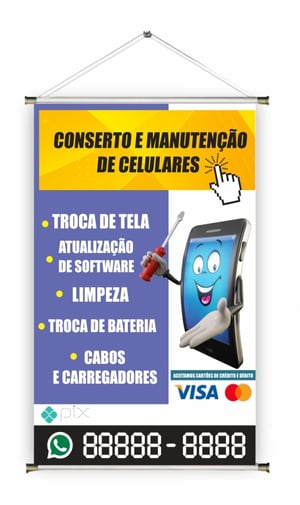 Banner prontos modelos variados tema: Assistência Técnica Celular
