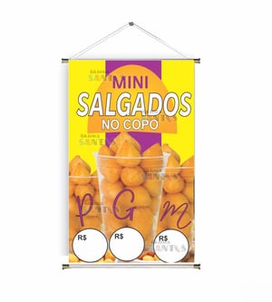 Banner prontos modelos variados tema: Salgado no copo