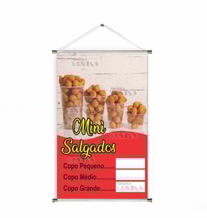 Banner prontos modelos variados tema: Salgado no copo