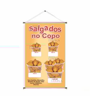 Banner prontos modelos variados tema: Salgado no copo