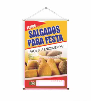 Banner prontos modelos variados tema: Esfihas/Salgados de festa