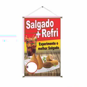 Banner prontos modelos variados tema: Salgados com Bebidas