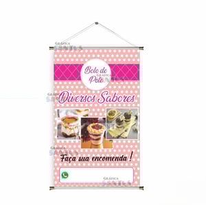Banner prontos modelos variados tema: Bolo no pote