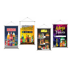 Banner prontos modelos variados tema: Adega Lona 280g   Brilho Madeira e cordinha 