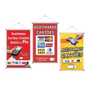 Banner prontos modelos variados tema: Cartão Lona 280g   Brilho Madeira e cordinha 
