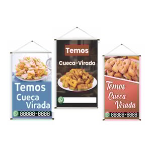 Banner prontos modelos variados tema: Cueca-virada Lona 280g   Brilho Madeira e cordinha 