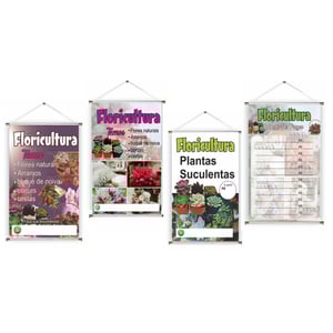 Banner prontos modelos variados tema: Floricultura Lona 280g   Brilho Madeira e cordinha 
