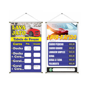 Banner prontos modelos variados tema: Lava Jato Lona 280g   Brilho Madeira e cordinha 
