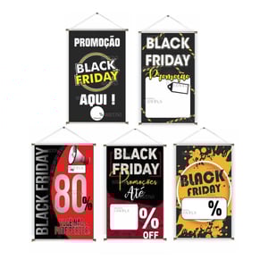 Banner prontos modelos variados tema: Black Friday Lona 280g   Brilho Madeira e cordinha 