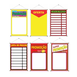 Banner prontos modelos variados tema: Tabelas de preço Lona 280g   Brilho Madeira e cordinha 