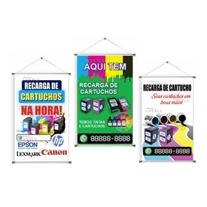 Banner prontos modelos variados tema: Protese capilar Lona 280g   Brilho Madeira e cordinha 