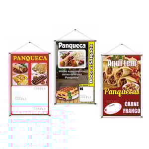 Banner prontos modelos variados tema: Panqueca Lona 280g   Brilho Madeira e cordinha 