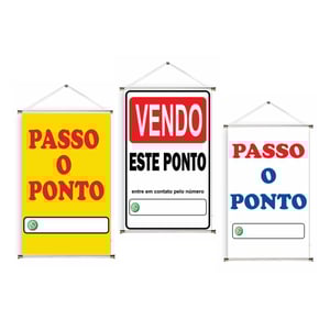 Banner prontos modelos variados tema: Vendo o ponto Lona 280g   Brilho Madeira e cordinha 