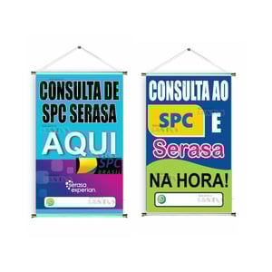 Banner prontos modelos variados tema: Consulta SPC Serasa Lona 280g   Brilho Madeira e cordinha 