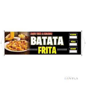 Faixa pronta Horizontal tema: Batata Frita Lona 280g   Brilho Madeira e cordinha 