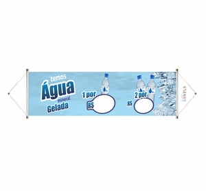 Faixa pronta Horizontal tema: Água Lona 280g   Brilho Madeira e cordinha 