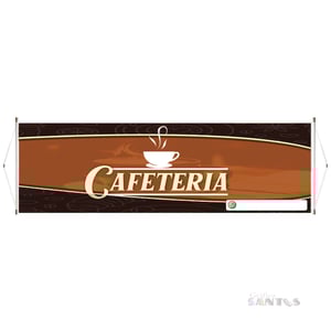 Faixa pronta Horizontal tema: Cafeteria Lona 280g   Brilho Madeira e cordinha 