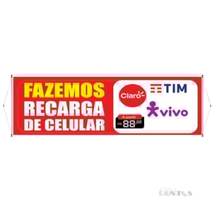 Faixa pronta Horizontal tema: Recarga de Celular Lona 280g   Brilho Madeira e cordinha 