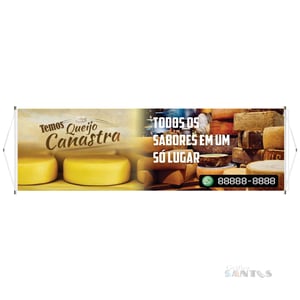 Faixa pronta Horizontal tema: Queijo Lona 280g   Brilho Madeira e cordinha 