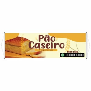 Faixa pronta Horizontal tema: Pão Caseira Lona 280g   Brilho Madeira e cordinha 