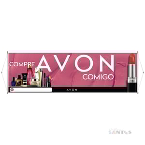 Faixa pronta Horizontal tema: Revendedor Cosméticos Lona 280g   Brilho Madeira e cordinha 