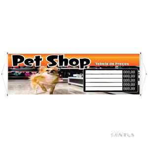 Faixa pronta Horizontal tema: Pet Shop Lona 280g   Brilho Madeira e cordinha 