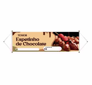 Faixa pronta Horizontal tema: Chocolate Lona 280g   Brilho Madeira e cordinha 