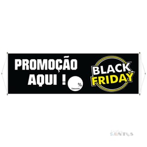 Faixa pronta Horizontal tema: Black Friday Lona 280g   Brilho Madeira e cordinha 