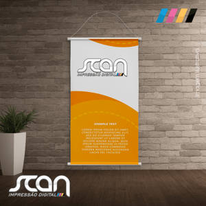 Banner em lona 440g lona 440g Personalizado 4x0 Sem enobrecimento Ponteiras, bastões e barbante na parte de cima 