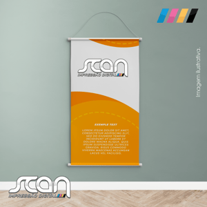 Banner em lona 280g lona 280g Personalizado 4x0 Sem enobrecimento Ponteiras, bastões e barbante na parte de cima 