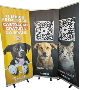 Banner Roll Up Lona Brilho 440gr 80x200cm 4x0 cores Impressão UV  