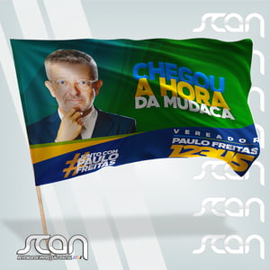 Bandeira Campanha  Tubo PVC 19mm Tecido Bember 100x140cm - M 4x0  Bolsa - Acabamento Overloque 