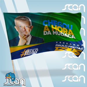 Bandeira Campanha Tubo PVC  22mm Tecido Bember 140x200cm 4x0  Grampeada - Refilada no Pirografo 